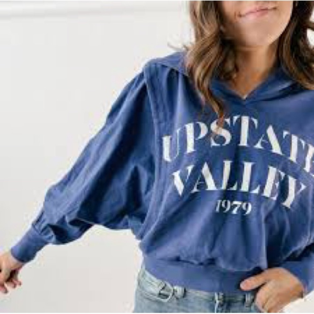 Anthropologie Blue Sweatshirt with White Print